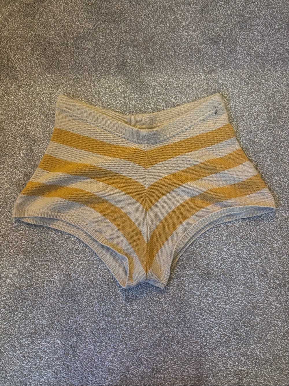 Nasty Gal Mustard and Cream Striped Knit Shorts
